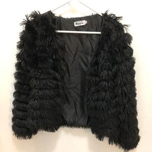 Military Hippie Black Fringe Jacket